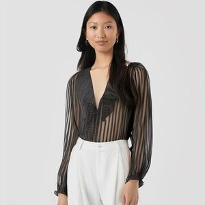 sheer women ruffled blouse